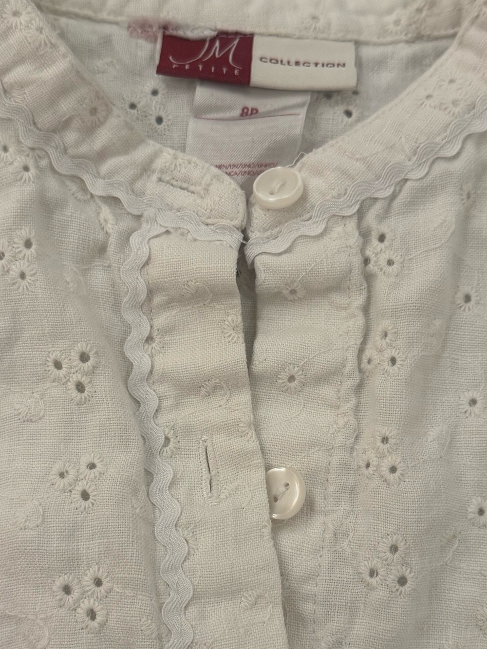 JM Collection White Eyelet Button-Front Blouse - Picture 4 of 5